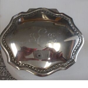 Sheridan Silver Plated Lion Head Footed Jewelry Box Monogrammed Velvet Lined